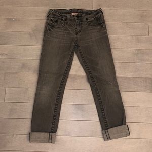 True Religion size 12 KIDS jeans with destruction. Color grey